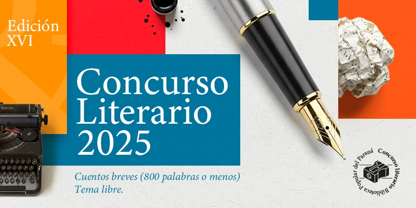Afiche promocional del Concurso Biblioteca Popular
                   del Paraná, Edición 2025
